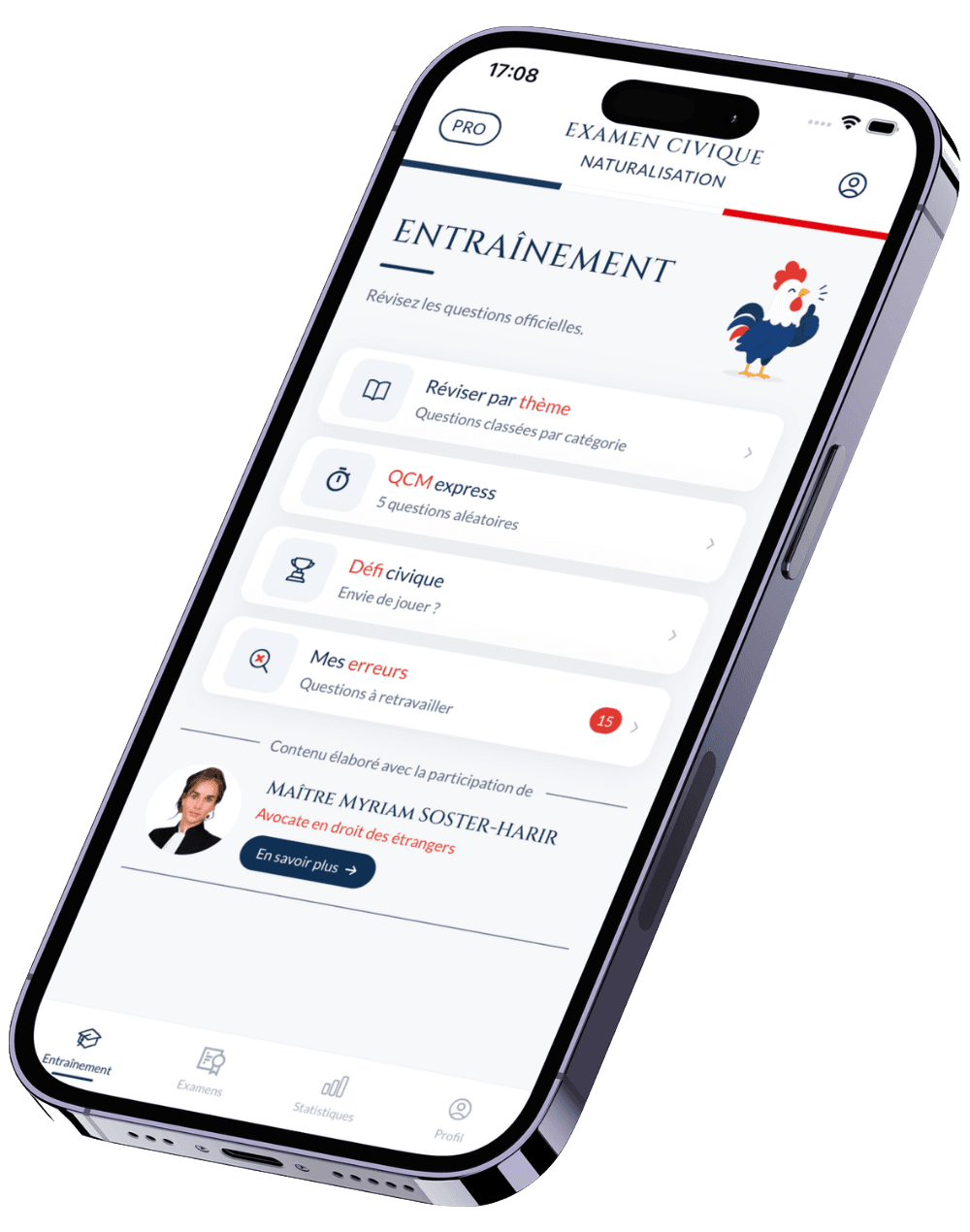 Capture d'écran de l'application Mon Examen Civique